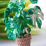 Blue Monstera Variegata, Handmade, Polymer Clay, Miniature Plant, Sculpture, Potted, Planter, Botanical, Tropical, Succulent, KittenJelly
