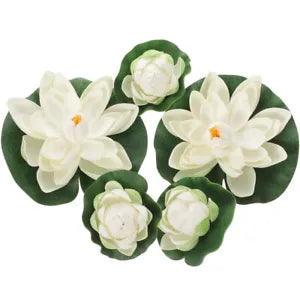 5 Pcs Artificial Water Lilies Aquarium Flower Lily Pads Decorations