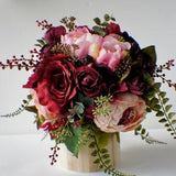 Peony Bridal Bouquet, Silk Wedding Flowers, Blush Wedding Flowers, Marsala Red Bouquet Rustic Wedding Shabby Chic Wedding, Bride BridesmaIde
