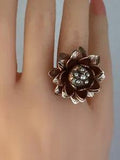 Designer Anitanja Dimensional Water Lily Bronze 14KT Rose Plated Ring Size 7