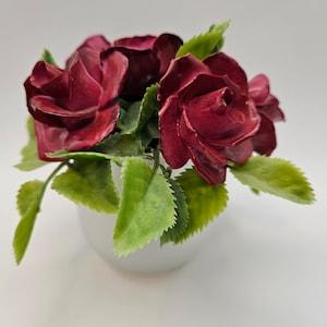 Vintage Bone China Bouquet of Rose stems in vase