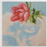 Pink peony flower oil painting, original wall art on canvas, boho flower art, farmhouse decor