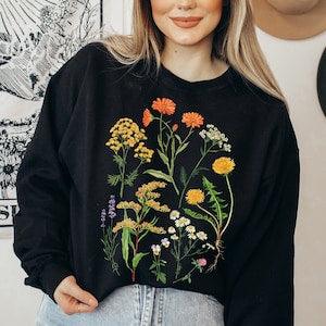 Herbalist sweatshirt-Illustrated medicinal plants sweatshirt. Herbalist gifts-healing herbs sweatshirt. Herbology botanical sweatshirt