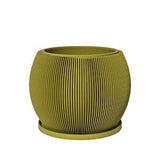 Planter Pot With Drainage, Pear Green Melon Design for Small and Large Plants [Water Plate Included] Outdoor and Indoor use Plant Pot