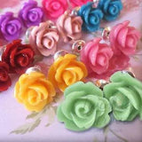 Small Cute Flower Rose Bud Stud Earrings wedding, bridesmaid gift