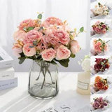 Artificial Silk Peony Rose Flower Fake Flowers Bouquet Home Wedding Party Decor
