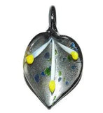 P2064 Black Silver-Foil & Sparkle 57mm Lily Flower Lampwork Glass Pendant