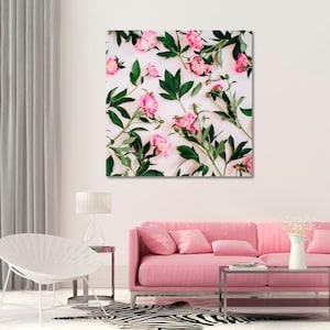 Peony Canvas Wall Decor / Peony Flower Wall Art / Pink Floral Home Decor / Peonies Canvas Print