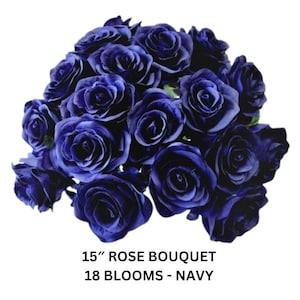 Navy Blue Rose Bouquet Bridal Wedding Bride Flower girl Home Decor Craft Supplies For Floral Arrangements Supplies for Crafters Silk Flowers