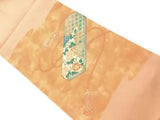 6491306: JAPANESE KIMONO / VINTAGE NAGOYA OBI / WOVEN PEONY & FLOWER ARABESQUE