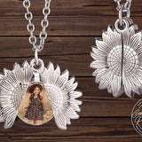 Sunflower Locket with Photo Personalized Necklace Gift Valentines Day Gift Sunflower Necklace with photo flower shaped locket