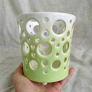 Large Orchid Pot 5" Openwork ceramic pot with holes Fine cutting ???eramic pots favorite orchid Ceramic Luminary Carved Pots Ready to shipping