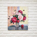 Peony bouquet painting, Pink peonies painting, Realism oil painting, Peony flowers art, Floral still life, floral canvas art, Peony picture