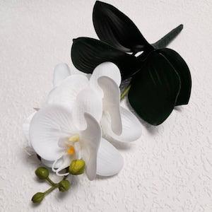 artificial orchid, white orchid, artificial flowers, white phalaenopsis, orchid home decor, orchid flower, orchid plant, orchid with leaves