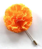 2" Bright Orange Carnation Silk Flower Stick Lapel Pin Men's Women's