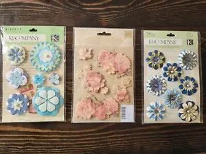 3D Stickers Lot - K@Co - Flowers Floral  Linen Peonies SEALED - Retired NEW #16