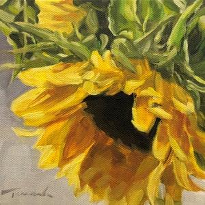 Oil Painting/ 6" x 6" / Impressionist/ Original Art / Botanical / Sunflowers /Floral / Still Life / "Late September" (#22-14)
