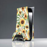ps skin sunflowers summer flowers art PS 5 skin green leaves skin ps 5 cd version PS 5 console cover ps 5 skin floral Sticker wrap PS 5 gift