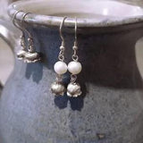 Small 925 sterling silver lily-of-the-valley earrings cast from natural flowers