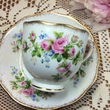 Roslyn MOSS ROSE Teacup and Saucer, Vintage Romantic Rose Teaset, Gift for Her