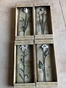 New View Spring Grace Flowers Calla Lily Iris Wall Plaque Decor Set of 4NIP