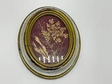 Vintage, small, dried flowers, and oval wall hanging frame/crafted in Italy