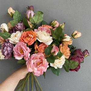 20" Dried Look Artificial Peony, 3Heads, Pink, Ivory, Orange Wedding/Home Decoration, Burgundy Purple Peony, DIY Florals, Multi-color