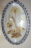Oval Leaded Glass Framed Dried Flowers Picture 3.5"X5.5"