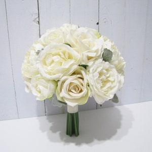 Ivory Roses Bridal Bouquet, Bridesmaid Bouquet, Ivory Flower Wedding Bouquet, Wedding Bouquet, Floral Bouquet, Rustic Wedding Bouquet