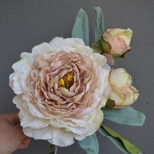 3 Heads Dried Look Faux Peony, Silk Dried Peonies, Artificial Peonies, Vintage Peonies, DIY Silk Wedding Bride Bouquets,