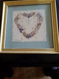 VTG 1995 Art Pressed Flowers Heart Shaped Framed Wall Picture Colorful & Signed