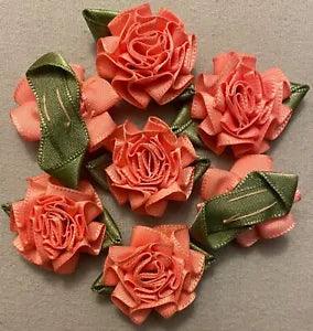 PEACH RIBBON CARNATION FLOWERS - Lot of 40 - Approx. 1 ?" - #89