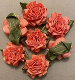 PEACH RIBBON CARNATION FLOWERS - Lot of 40 - Approx. 1 ?" - #89