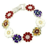 Flower Bracelet Chain Link Magnetic Clasp Daisy Carnation Rose Plant Theme Multi