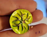 Rare Vintage Signed Crown Trifari Green Enamel Lily Pad Brooch Pin Minus Frog