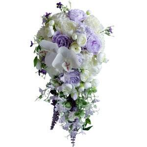 White Purple Bridal Bridesmaids Bouquet,Aritifical Peony Silk wedding Flower,flower Toss Holding bouquet,destination Bouquet,Boho bouquet