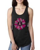 Pink Cheetah Print Breast Cancer Carnation Flower Ladies Racerback Tank Top