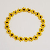 Beaded Daisy Stretch Bracelet, Single Bead Bracelet, sunflower Bracelet, yellow daisy Bracelet, seed bead bracelet, Bead Bracelet