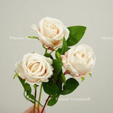 Set of 3 - Artificial Rose Stem | Artificial Flower | DIY Floral | Wedding/Home Decoration | Gifts - Blushy Cream (Set of 3)