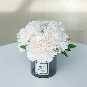 ,Artificial Flowers with Vase, Fake Peony Flowers in Gray Vase,Faux Champagne