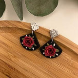 Polymer Clay Red Peony Earrings, Floral Peony Earrings, Clay Earrings, Boho Earrings,Unique Earrings