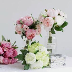 Silk Peony And Camellia Bouquet ,  Artificial Faux Flower Bouquet in 4 colors