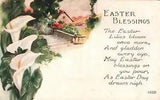 Postcard Easter Blessings Sayings Lilies Flowers Posted 1920
