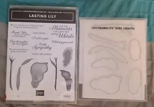 Stampin Up LASTING LILY Lilies Flowers Framelits Dies Rubber Stamps Sets