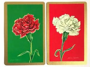 Vintage Swap Playing Cards: Carnation Flowers Alice Carsey Artist Painting. Gold