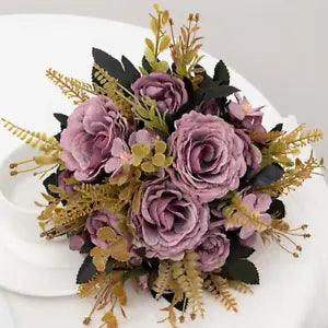 Retro Silk Artificial Rose Flowers DIY Wedding Home Decor Fake Peony Bouquet