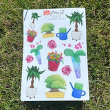 Fun Plant Pot Sticker Sheet | Colourful | Nature | Flowery | A5 Bullet Journal Scrapbook | Weatherproof Matte Premium Paper