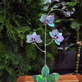 Stained glass Orchid flower ?Lavender iridescent???, Suncatcher  3D, plant, Wedding Christmas Gift, Outdoor and gardening decor