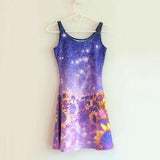 Psychedelic Galaxy Sunflower Skater Fit and Flare Dress