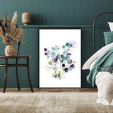 Eucalyptus Leaves Art Print, Botanical Watercolor Print, Eucalyptus Leaf Art, Green Purple Fine Art Print, Large Wall Art, Bathroom Wall Art